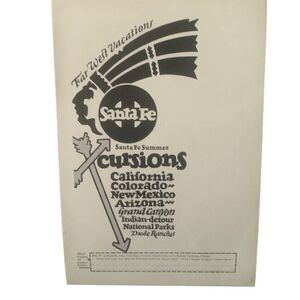 Vintage 1927 Santa Fe Far West Vacations Ad Advertisement